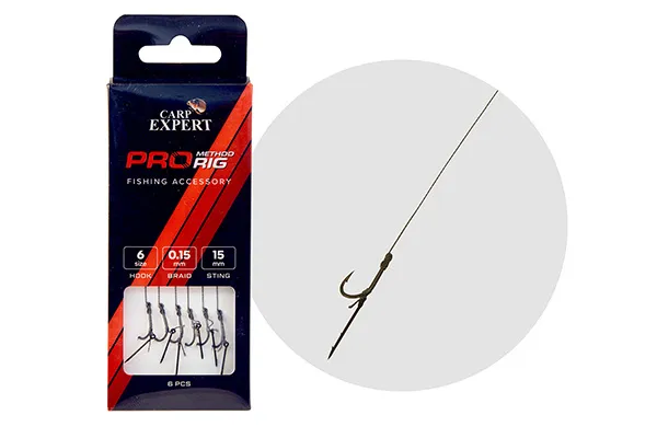 NextFish - Horgász webshop és horgászbolt - CARP EXPERT PRO METHOD FEEDER HAIR RIG W/BAIT STING 6 6PCS 15 SPIN