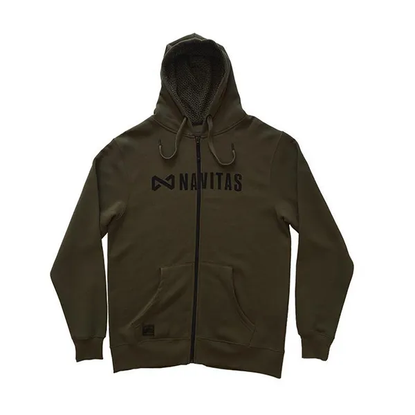 NextFish - Horgász webshop és horgászbolt - NAVITAS CORE ZIP HOODY GREEN L zöld cipzáras kapucnis pulóver