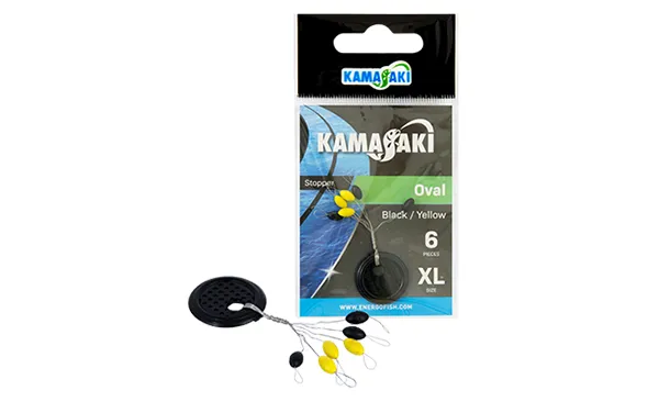 NextFish - Horgász webshop és horgászbolt - STOPPER KAMASAKI OVÁL FEKETE/SÁRGA XL