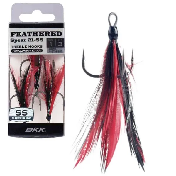 NextFish - Horgász webshop és horgászbolt - BKK_FEATHERED SPEAR-21 SS  8#  3DB/CSOMAG  RED-BLACK