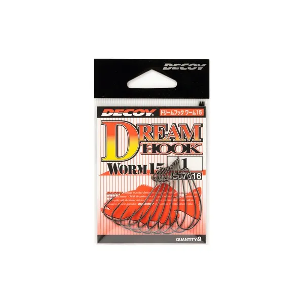 NextFish - Horgász webshop és horgászbolt - DECOY WORM15 DREAM HOOK #2 NS BLACK 9PCS/BAG