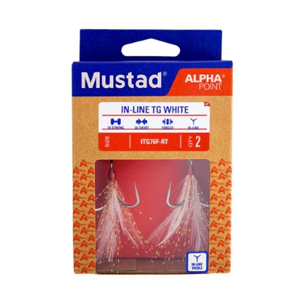 NextFish - Horgász webshop és horgászbolt - MUSTAD IN-LINE TRIPLE GRIP, RED TINSEL, 1 2DB/CSOMAG