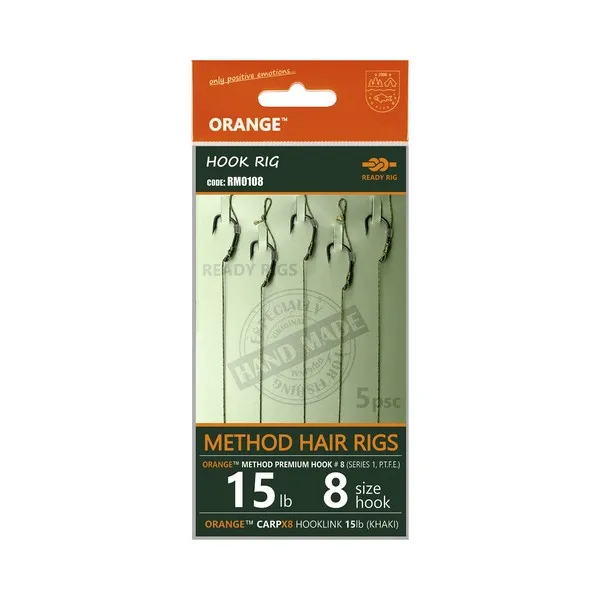 NextFish - Horgász webshop és horgászbolt - LIFE-ORANGE METHOD HAIR RIGS, (15LB, HOOK #12, SERIES 1), 5DB