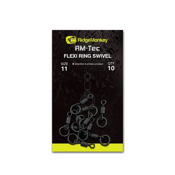 NextFish - Horgász webshop és horgászbolt - RIDGEMONKEY RM-TEC FLEXI RING SWIVEL SIZE8 KARIKÁS FORGÓ 10DB