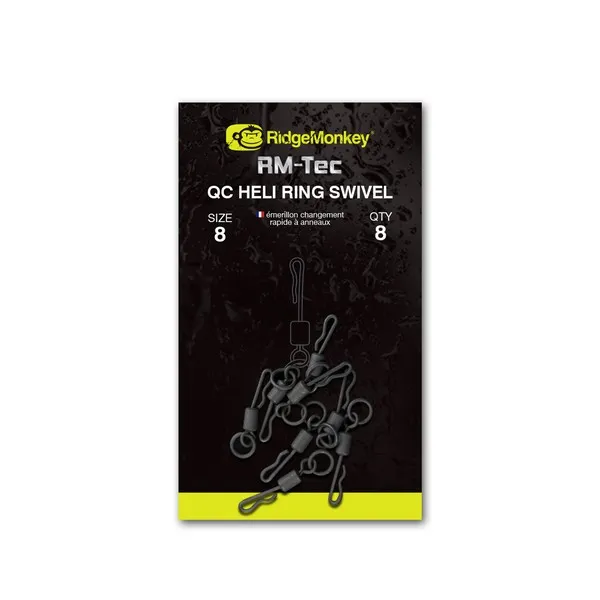 NextFish - Horgász webshop és horgászbolt - RIDGEMONKEY RM-TEC QUICK CHANGE HELI RING SWIVEL SIZE8 GYORSKAPCSOS FORGÓ 8DB