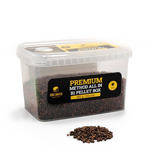 NextFish - Horgász webshop és horgászbolt - SBS PREMIUM METHOD B1 PELLET BOX NATURAL 2-4 MM 400G