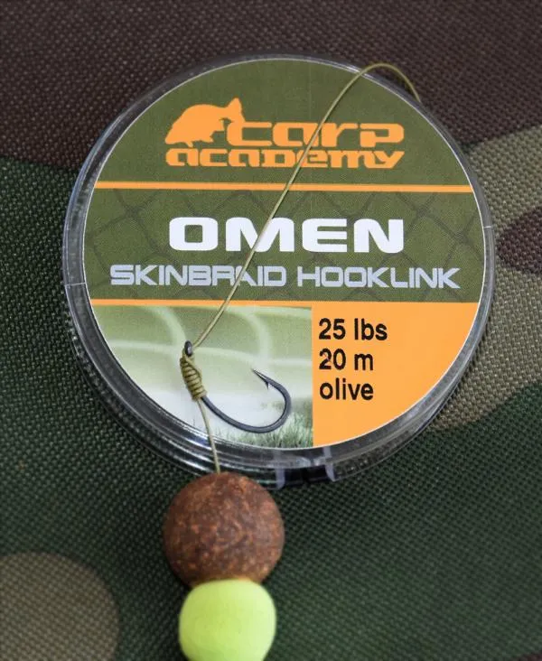 NextFish - Horgász webshop és horgászbolt - Carp Academy Omen Skinbraid Olive 20Lb 20m fonott előke zsinór