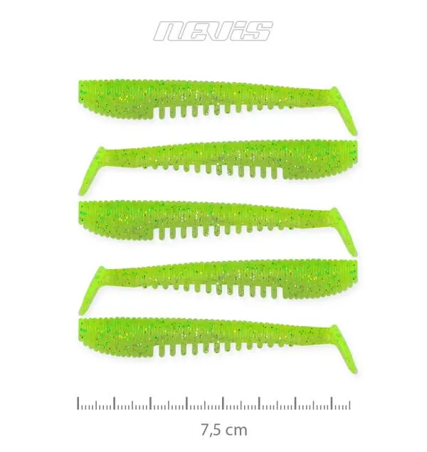 NextFish - Horgász webshop és horgászbolt - Impulse Shad 7.5cm  5db/cs (neonzöld-csillám)