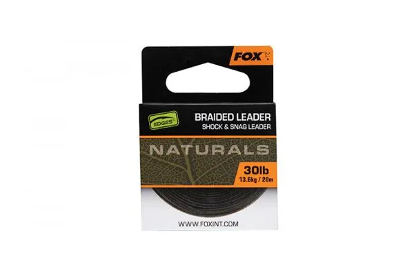 NextFish - Horgász webshop és horgászbolt - Fox Naturals Braided Leader x20M 30lb/13.6kg Fonott előkezsinór