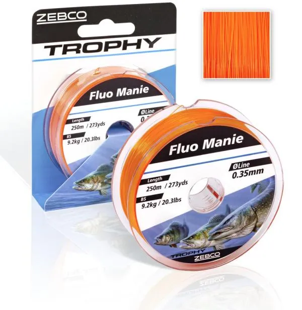 NextFish - Horgász webshop és horgászbolt - ?0,30mm Zebco Trophy Fluo Manie 250m 273yds 6,9kg,15,2lbs fluo piros