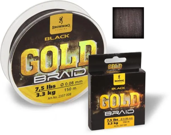 NextFish - Horgász webshop és horgászbolt - Browning ? 0,08mm Black Magic® Gold Fonottzsinór H: 150m 3,3kg / 7,5lbs fekete