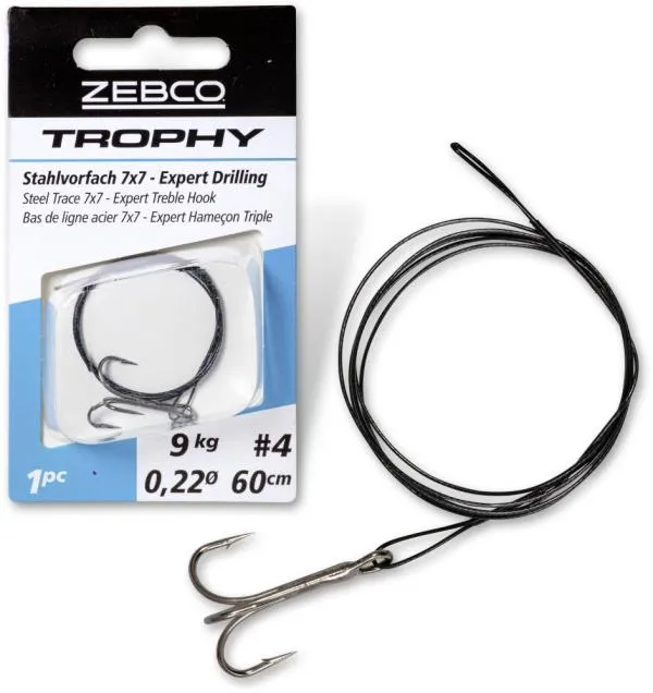 NextFish - Horgász webshop és horgászbolt - Zebco Trophy drótelőke 7x7 - Expert hármashoroggal 60cm 15kg 1darab