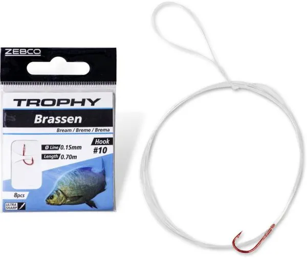 NextFish - Horgász webshop és horgászbolt - #14 Zebco Trophy Dévér Előkötött horog piros ?0,13mm 70cm 8darab