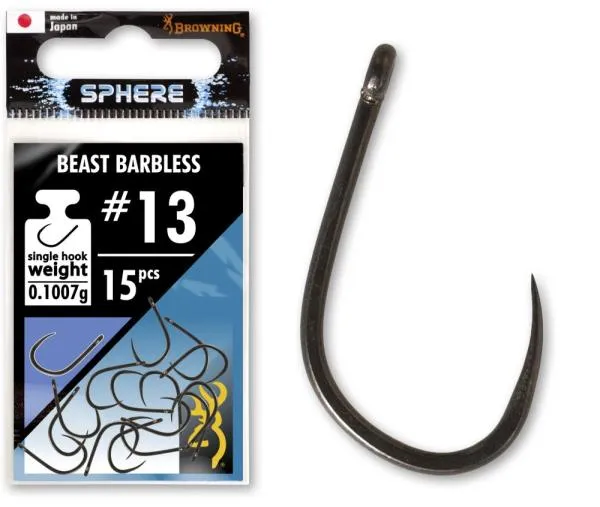 NextFish - Horgász webshop és horgászbolt - Browning Sphere Beast Barbless horog szemes #13 black nikkel