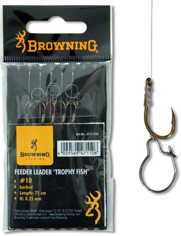 NextFish - Horgász webshop és horgászbolt - Browning #12 Feeder Trophy Fish Előkötött horog bronz 12lbs / 5,6kg Hooklength: 75cm