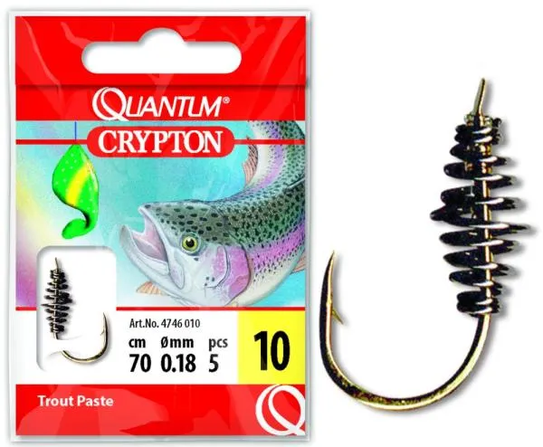 NextFish - Horgász webshop és horgászbolt - #8 Quantum Crypton Trout Paste Előkötött horog arany 0,25mm 250cm 5darab