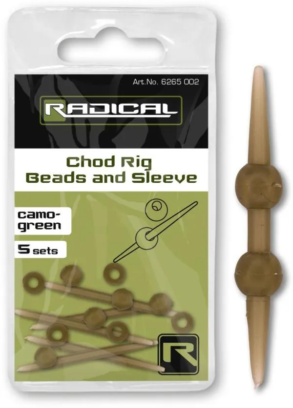 NextFish - Horgász webshop és horgászbolt - Radical Chod Rig Beads and Sleeve camo-green 5 Set