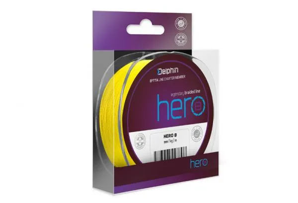 NextFish - Horgász webshop és horgászbolt - Delphin HERO 8 / fluo sárga-0,12mm 8,20kg 117m fonott zsinór