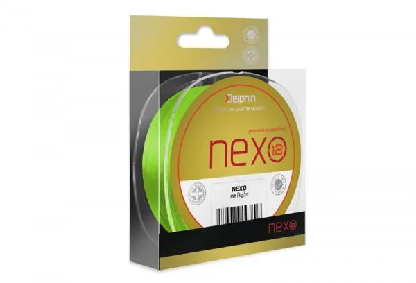 NextFish - Horgász webshop és horgászbolt - Delphin NEXO 12 / fluo zöld-0,12mm 19,1lbs 130m fonott zsinór