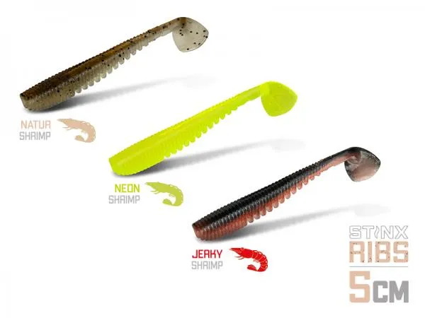 NextFish - Horgász webshop és horgászbolt - Gumihal Delphin B! StinxRIBS Shrimp / 20db-5cm / JERKY