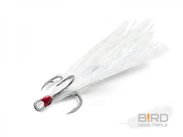 NextFish - Horgász webshop és horgászbolt - Delphin B!RD Hook TRIPLE / 3db-fehér tollak #10