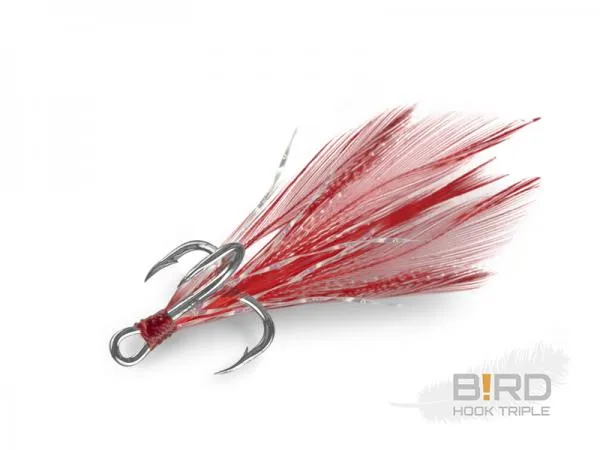 NextFish - Horgász webshop és horgászbolt - Delphin B!RD Hook TRIPLE / 3db-piros tollak #6