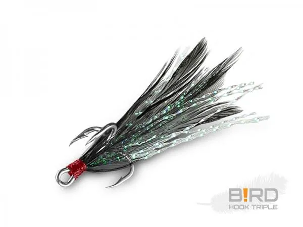 NextFish - Horgász webshop és horgászbolt - Delphin B!RD Hook TRIPLE / 3db-fekete tollak #8