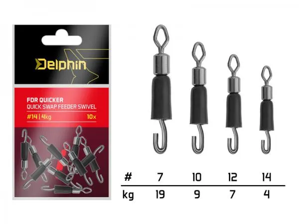 NextFish - Horgász webshop és horgászbolt - Delphin FDR Quicker Csavarodás mentes gyors forgókapocs / 10db-#10/9kg