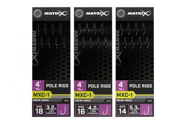 NextFish - Horgász webshop és horgászbolt - Matrix MXC-1 4” Pole Rigs MXC-1 Size 18 Barbless / 0.125mm / 4" (10cm) Pole Rig - 8pcs