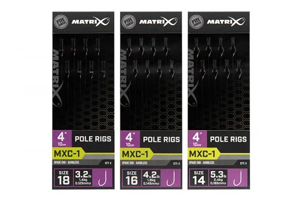 NextFish - Horgász webshop és horgászbolt - Matrix MXC-1 4” Pole Rigs MXC-1 Size 16 Barbless / 0.145mm / 4" (10cm) Pole Rig - 8pcs