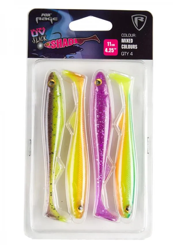 NextFish - Horgász webshop és horgászbolt - Fox Rage Slick Shad Mixed Colour Pack Slick Shad 13cm x4 Mixed UV gumihal