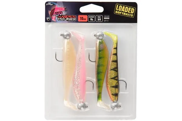 NextFish - Horgász webshop és horgászbolt - Fox Rage New Zander Pro Shad Loaded Mixed UV Colour Packs Zander Pro Shad 7.5cm x4 Mixed UV colour Pack  LOADED 5g 1/0 head gumicsali szett