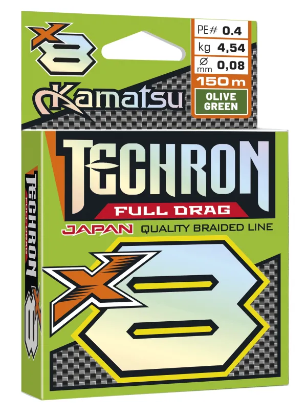 NextFish - Horgász webshop és horgászbolt - KAMATSU Techron Full Drag X8 Olive Green 0.04/150m PE 0.2