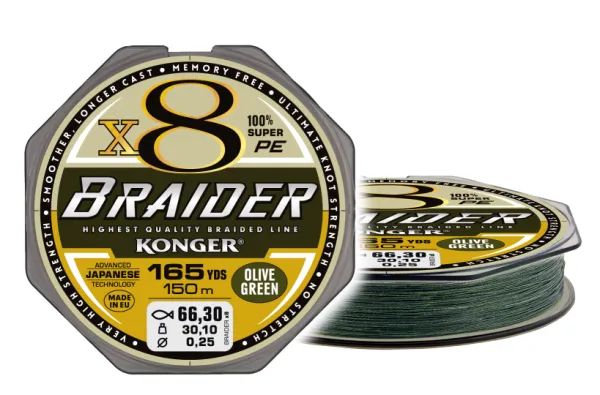 NextFish - Horgász webshop és horgászbolt - KONGER Braider X8 Olive Green 0.04/150m