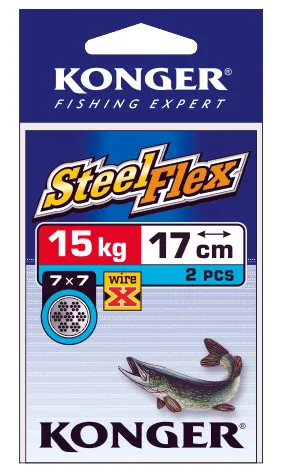 NextFish - Horgász webshop és horgászbolt - KONGER Wire X Steelflex Leader 7x7 28cm 15kg