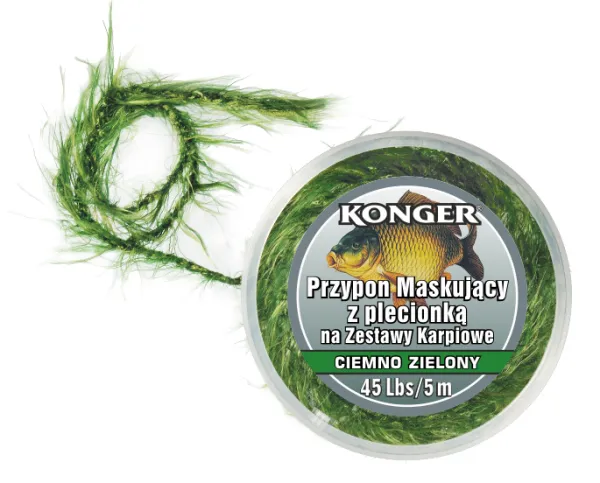 NextFish - Horgász webshop és horgászbolt - KONGER Masking Leader with Braid Dark Green 25lbs 5m