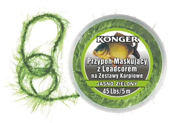 NextFish - Horgász webshop és horgászbolt - KONGER Camouflage leader with leadcore light green 25lbs 5m