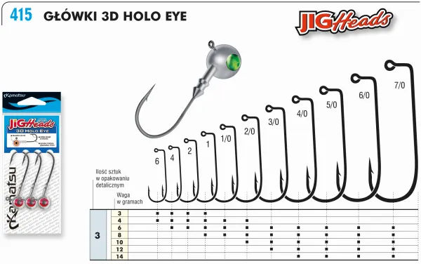 NextFish - Horgász webshop és horgászbolt - KAMATSU 3D Holo Green Eye Jig Head 1 8g