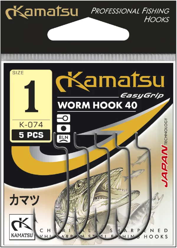 NextFish - Horgász webshop és horgászbolt - KAMATSU Kamatsu Worm Hook 40 1 Black Nickel Ringed