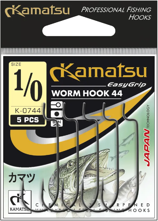 NextFish - Horgász webshop és horgászbolt - KAMATSU Kamatsu Worm Hook 44 1/0 Black Nickel Ringed