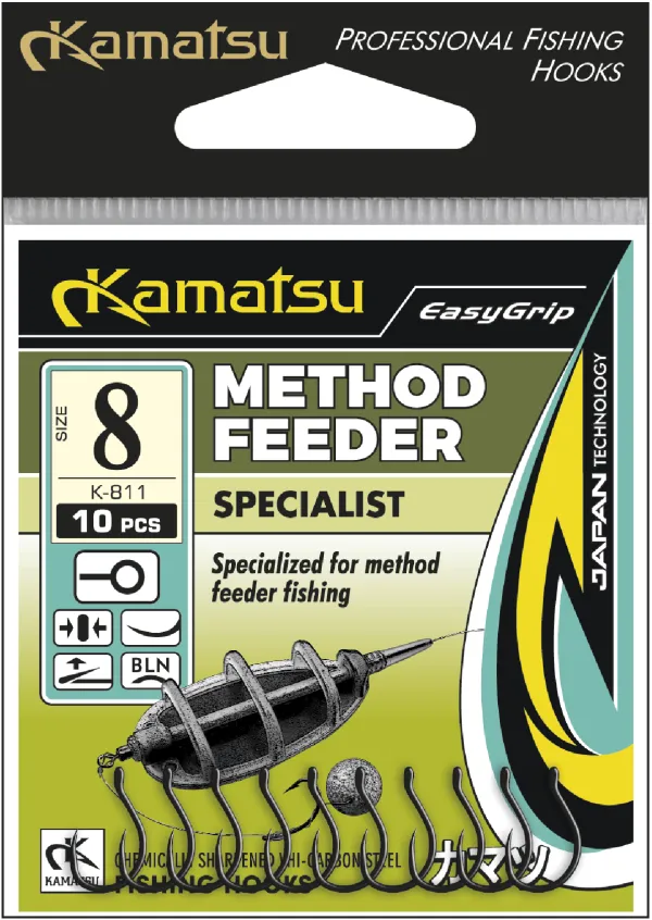 NextFish - Horgász webshop és horgászbolt - KAMATSU Kamatsu Method Feeder Specialist 8 Black Nickel Ringed