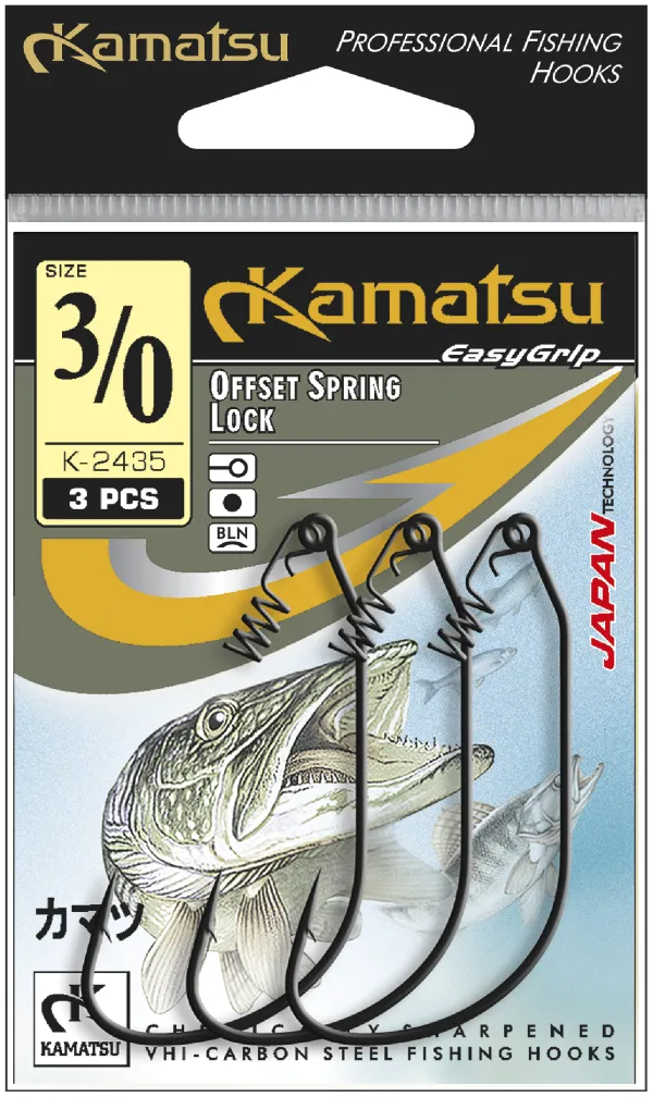 NextFish - Horgász webshop és horgászbolt - KAMATSU Kamatsu Offset Spring Lock 1/0 Black Nickel Ringed