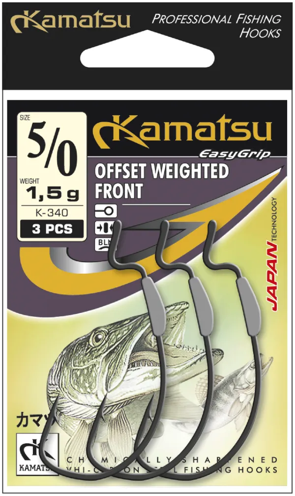 NextFish - Horgász webshop és horgászbolt - KAMATSU Kamatsu Offset Weighted Front 1/0 Black Nickel Ringed 0.5g