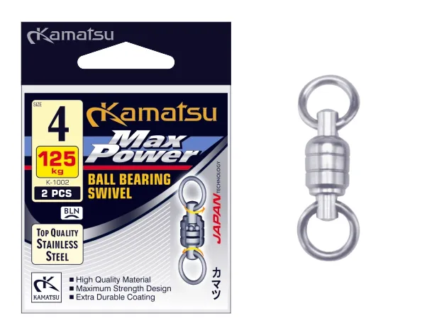 NextFish - Horgász webshop és horgászbolt - KAMATSU Max Power Ball Bearing Swivel K-1002 000 18kg SS