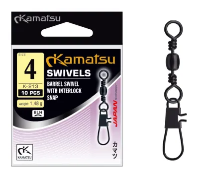 NextFish - Horgász webshop és horgászbolt - KAMATSU Barrel Swivel with Interlock Snap K-213 08