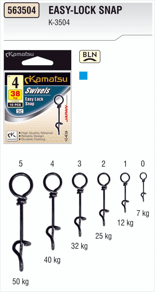 NextFish - Horgász webshop és horgászbolt - KAMATSU Easy Lock Snap 1BLN 12kg K-3504