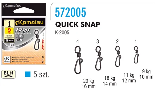 NextFish - Horgász webshop és horgászbolt - KAMATSU Quick Snap BLN 4 23kg 16mm Box K-2005