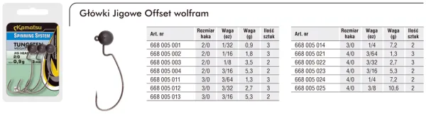 NextFish - Horgász webshop és horgászbolt - KAMATSU Tungsten Offset Jig Head 2/0 0.9g 1/32oz.