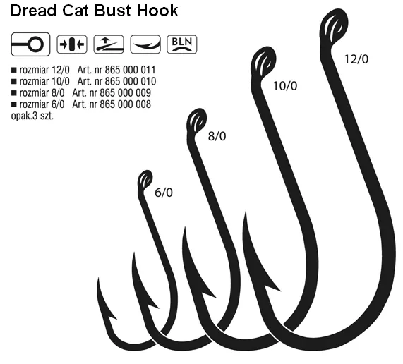 NextFish - Horgász webshop és horgászbolt - KONGER Dread Cat Bust Hook 6/0 Black Nickel Ringed