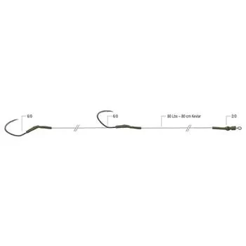 NextFish - Horgász webshop és horgászbolt - DREADCAT Catfish Rig with 2 Hooks Hakami Double Win 2 Hooks 6/0 80cm/80lbs Dread Cat